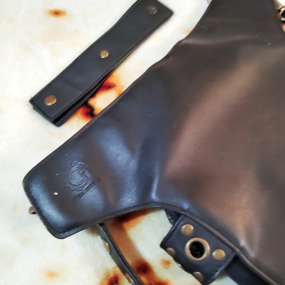 NWOT Amazon Steampunk Black and Brass Adjustable Strap Bikercore Gothic Bag - Picture 11 of 12